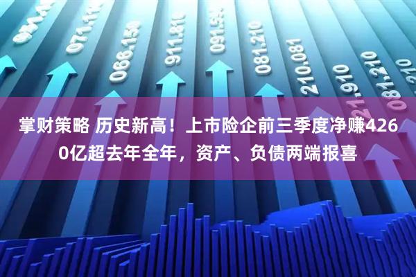 掌财策略 历史新高！上市险企前三季度净赚4260亿超去年全年，资产、负债两端报喜