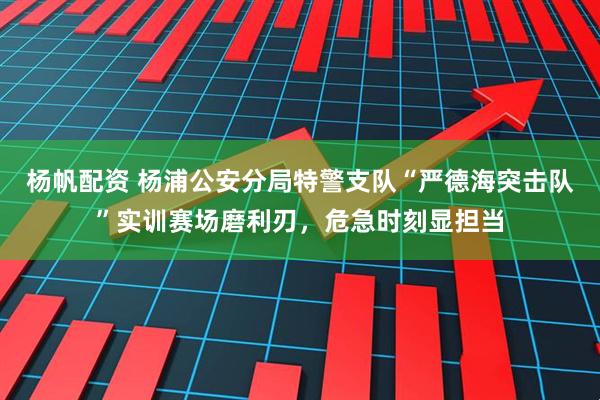 杨帆配资 杨浦公安分局特警支队“严德海突击队”实训赛场磨利刃，危急时刻显担当